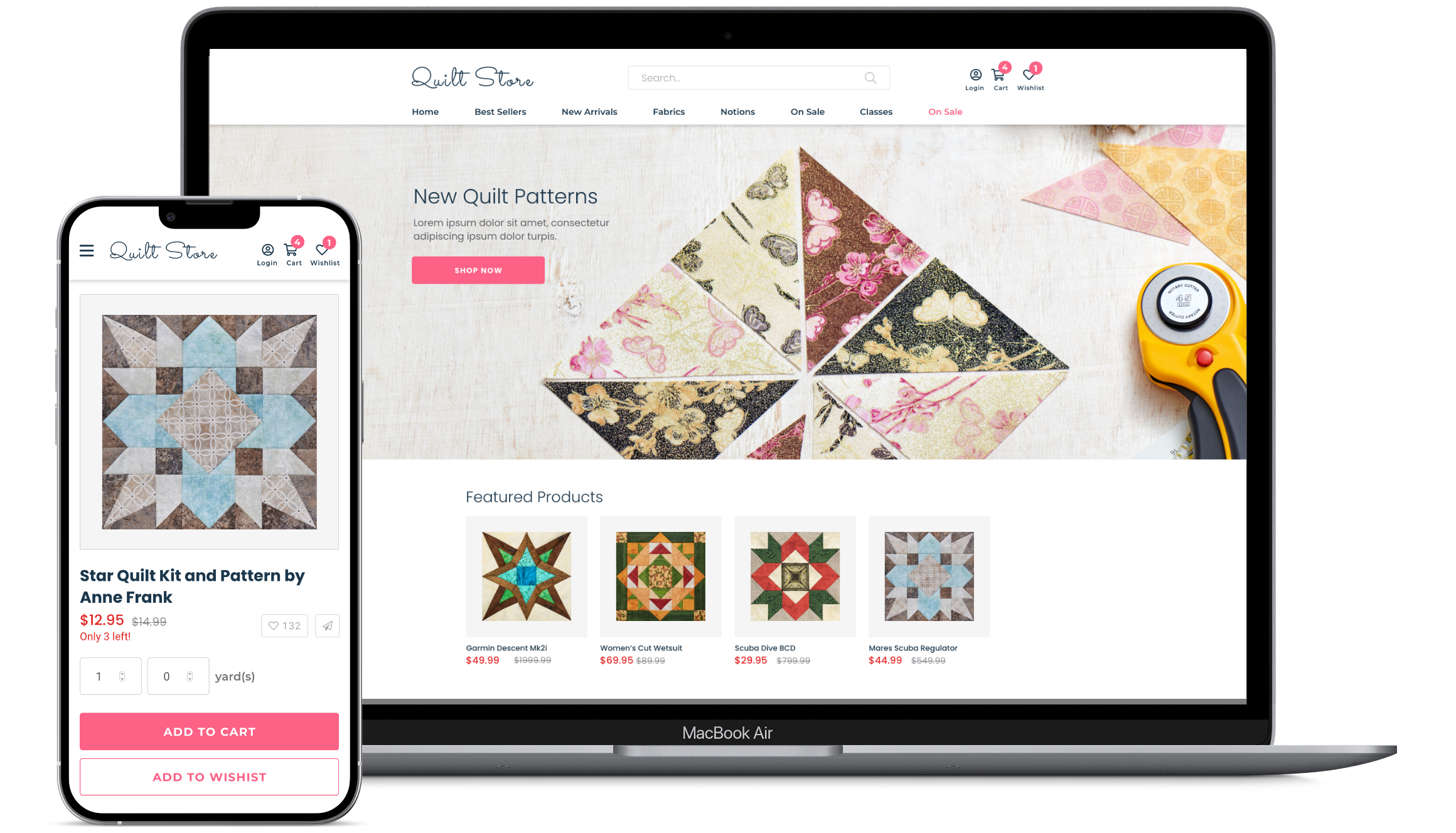 quilt ecommerce pos example website created using our eCommerce POS system.